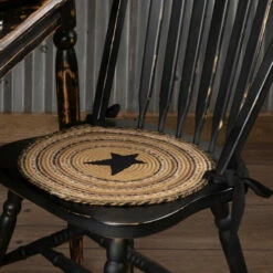 Discount β€οΈ VHC Brands Kettle Grove Jute Chair Pad Applique Star Set Of 6 β€οΈ