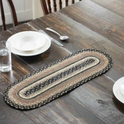 Promo π VHC Brands Sawyer Mill Charcoal Creme Jute Oval Runner 8x24 π