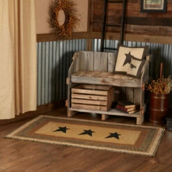 Hot Sale 🎁 VHC Brands Kettle Grove Jute Rug Rect Stencil Star W/ Pad 36x60 - 3' X 5' 😉