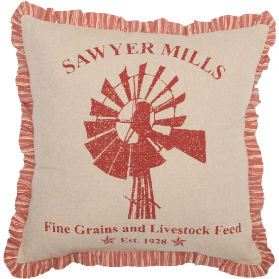 Brand new π VHC Brands Sawyer Mill Windmill Pillow Country Red/khaki/creme π - Image 3