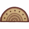 Hot Sale ✨ VHC Brands Burgundy Tan Jute Rug Half Circle Stencil Stars W/ Pad 16.5x33 - 16.5" X 33" Half Circle 🤩