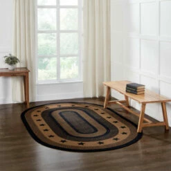 Best deal 😉 VHC Brands Farmhouse Jute Rug Oval Stencil Stars W/ Pad 60x96 - 3'6" 😍