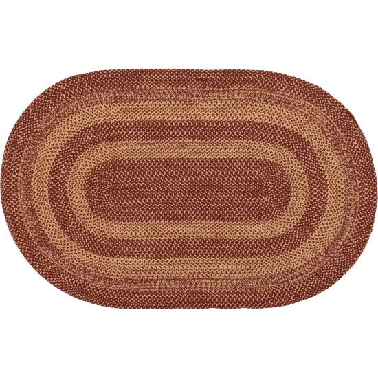 Brand new ⭐ VHC Brands Burgundy Tan Jute Rug Oval W/ Pad 36x60 - 3' X 5' Oval ⌛