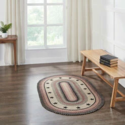 Wholesale ✨ VHC Brands Colonial Star Jute Rug Oval W/ Pad 36x60 - 3'6" ✔️