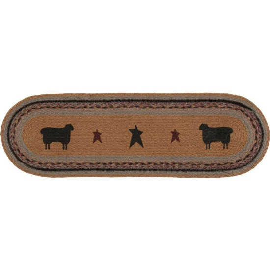Outlet π VHC Brands Heritage Farms Sheep Oval Jute Stair Tread - 8.5X27 π