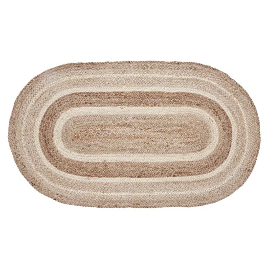 Best Sale π VHC Brands Natural & Creme Jute Rug Oval W/ Pad 27x48 - 3'6" π