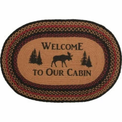 Cheapest 🔥 VHC Brands Cumberland Stenciled Moose Jute Rug Oval Welcome To The Cabin - 2' X 3' Oval 🎉