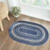 Best Pirce ❤️ VHC Brands Great Falls Blue Jute Rug Oval W/ Pad 24x36 - 3'6" 🔔