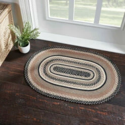 Discount 🥰 VHC Brands Sawyer Mill Charcoal Creme Jute Rug Oval W/ Pad 24x36 - 3'6" 🤩
