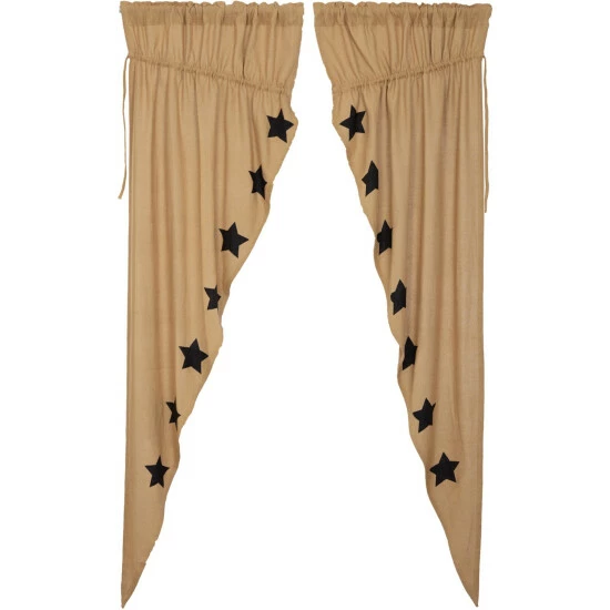 Outlet π VHC Brands Burlap With Stencil Stars Prairie Long Panel Set - Prairie Panel 84x36 - Prairie Panel 84x36 Natural/country Black π€© - Image 4