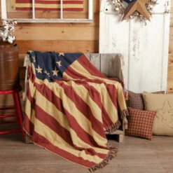 Coupon 👍 VHC Brands Old Glory Throw Woven 50x60 👍