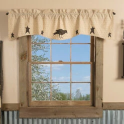 Deals 🎉 VHC Brands Kettle Grove Applique Crow And Star Valance 16x60 - Valance 16x60 🎉