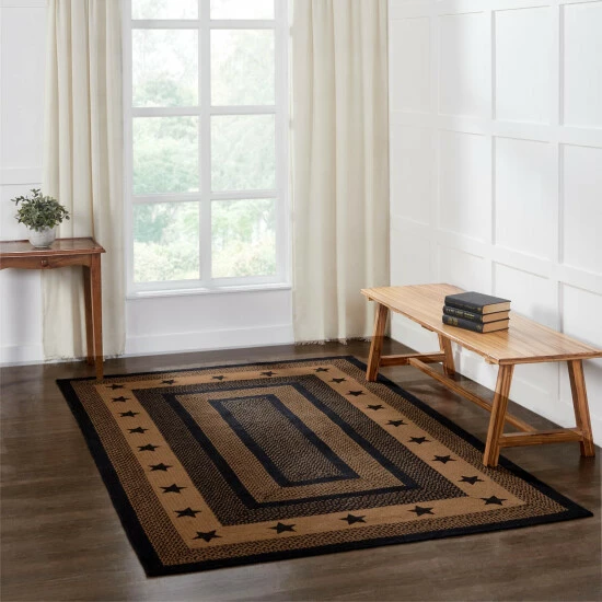 Best Sale β¨ VHC Brands Farmhouse Jute Rug Rect Stencil Stars W/ Pad 60x96 - 5' X 8'/Surplus π