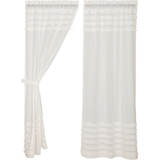 Hot Sale π― VHC Brands White Ruffled Sheer Petticoat Panel Set Of 2 84x40 - Panel 84x40 β - Image 6