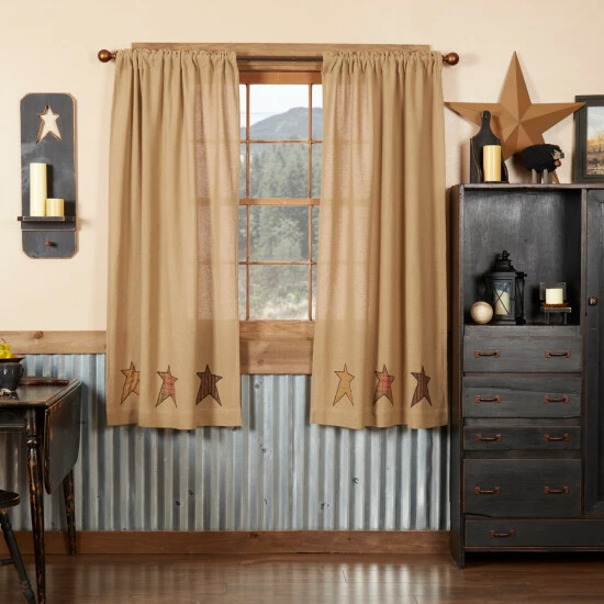 Deals π₯ VHC Brands Stratton Burlap Applique Star Short Panel Set Of 2 63x36 - Short Panel 63x36 - Short Panel 63x36 π