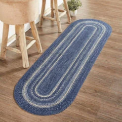 Wholesale ✨ VHC Brands Great Falls Blue Jute Rug/Runner Oval W/ Pad 22x72 - 2' X 6' Oval 😉