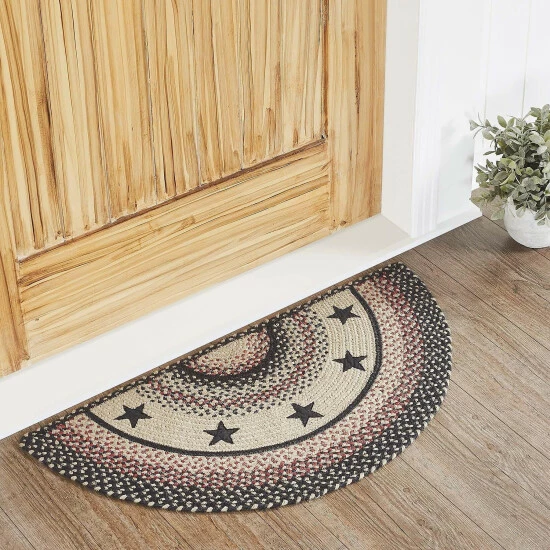 Promo π― VHC Brands Colonial Star Jute Rug Half Circle W/ Pad 16.5x33 - 16.5" X 33" Half Circle π