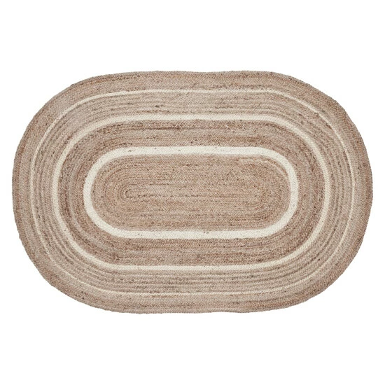 Coupon βοΈ VHC Brands Natural & Creme Jute Rug Oval W/ Pad 36x60 - 3'6" π