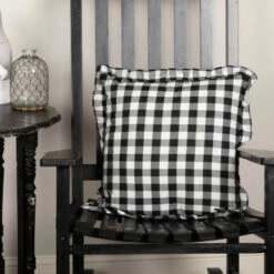 Cheap π VHC Brands Annie Buffalo Check Ruffled Pillow Antique White/country Black π₯