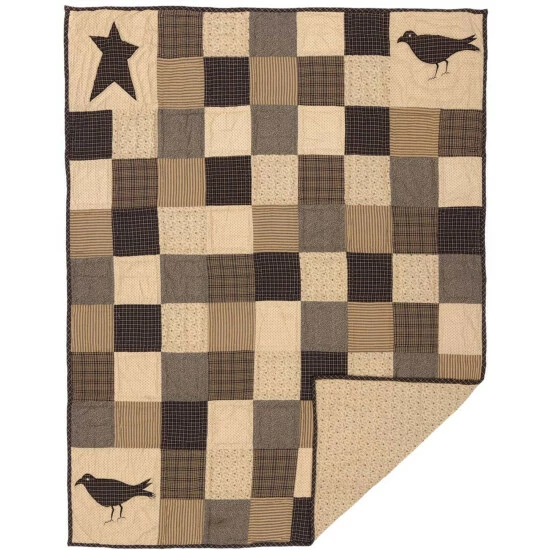 Best Pirce βοΈ VHC Brands Kettle Grove Applique Crow And Star Quilted Throw 60x50 π₯° - Image 2