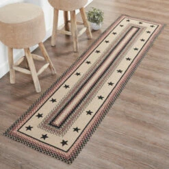 New ⭐ VHC Brands Colonial Star Jute Rug/Runner Rect W/ Pad 24x96 - 3'6" 😀