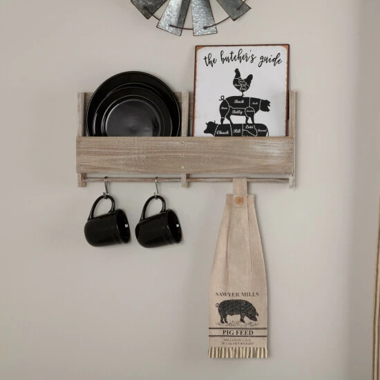 Promo π VHC Brands Sawyer Mill Charcoal Pig Button Loop Kitchen Towel Set Of 2 - Kitchen Towel 6.5x18 β€οΈ - Image 2