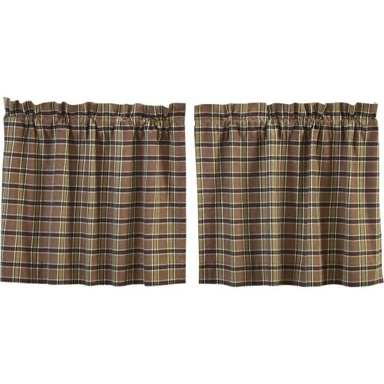 Outlet π VHC Brands Kitchen Curtains VHC Wyatt Tier Pair Rod Pocket Cotton Plaid π₯ - Image 2