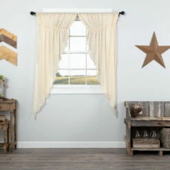 Flash Sale 👏 VHC Brands Tobacco Cloth Natural Prairie Short Panel Fringed Set Of 2 63x36x18 🔔