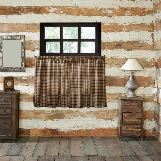 Outlet π VHC Brands Kitchen Curtains VHC Wyatt Tier Pair Rod Pocket Cotton Plaid π₯ - Image 3