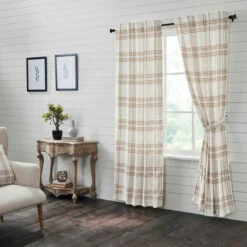 Best Sale π VHC Brands Wheat Plaid Panel Set Of 2 84x40 π