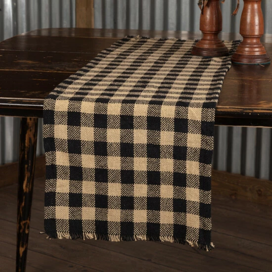 Best Pirce β VHC Brands Burlap Black Check Fringed Runner π