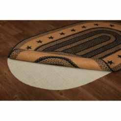 Discount 🤩 VHC Brands Farmhouse Jute Rug Oval Stencil Stars Border W/ Pad 36x60 - 3' X 5' Oval 🛒