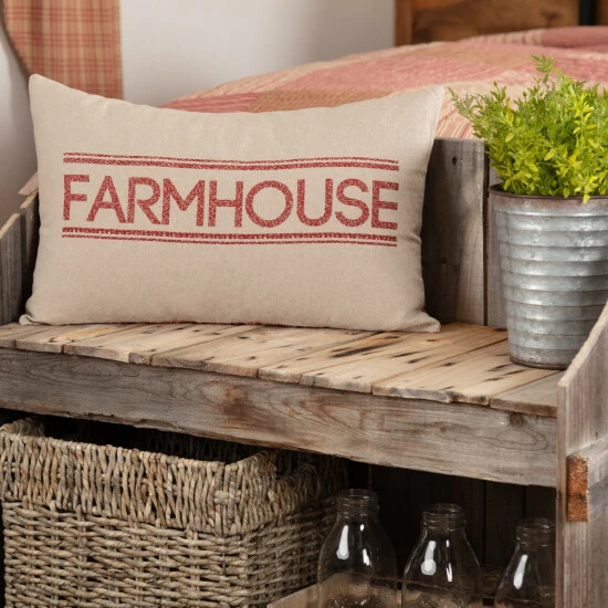 Wholesale π VHC Brands Sawyer Mill Farmhouse Pillow Country Red/khaki/creme π - Image 3
