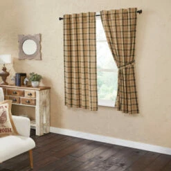 Wholesale 👍 VHC Brands Cider Mill Plaid Short Panel Set Of 2 63x36 🧨