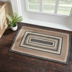 Deals 🌟 VHC Brands Sawyer Mill Charcoal Creme Jute Rug Rect W/ Pad 24x36 - 3'6" 🔔