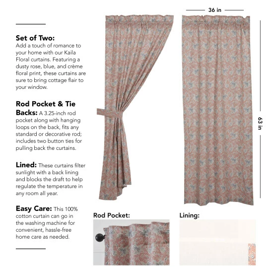 Deals π₯ VHC Brands Kaila Floral Short Panel Set Of 2 63x36 π - Image 2