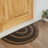 Budget 🌟 VHC Brands Black & Tan Jute Rug Half Circle W/ Pad 16.5x33 - 2' X 3' Oval 💯