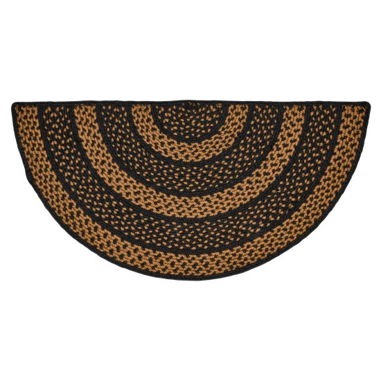 Budget π VHC Brands Black & Tan Jute Rug Half Circle W/ Pad 16.5x33 - 2' X 3' Oval π― - Image 3
