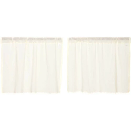 Brand new π VHC Brands Farmhouse Kitchen Curtains VHC Tobacco Cloth Tier Pair Rod Pocket Cotton Solid Color Tobacco Cloth π - Image 2