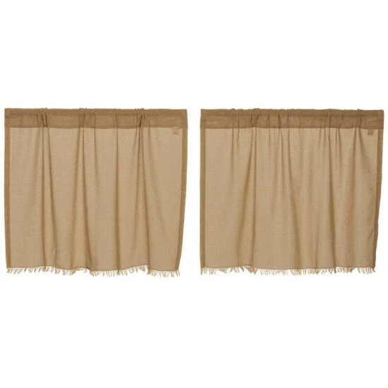 Brand new π VHC Brands Farmhouse Kitchen Curtains VHC Tobacco Cloth Tier Pair Rod Pocket Cotton Solid Color Tobacco Cloth π - Image 6