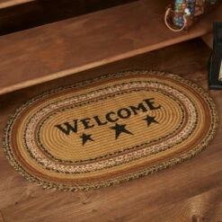 Best Pirce π₯ VHC Brands Kettle Grove Jute Rug Oval Stencil Welcome W/ Pad 20x30 - 20" X 30" Oval βοΈ