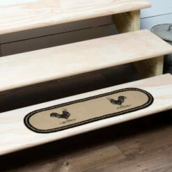 Best deal 🌟 VHC Brands Sawyer Mill Charcoal Poultry Jute Stair Tread Oval Latex - Stair Tread 8.5x27 💯