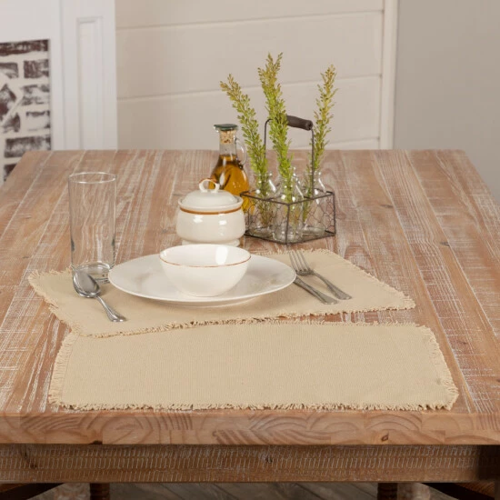 Brand new π VHC Brands Burlap Placemat Fringed Set Of 6 12x18 - Placemat 12x18 β€οΈ - Image 2