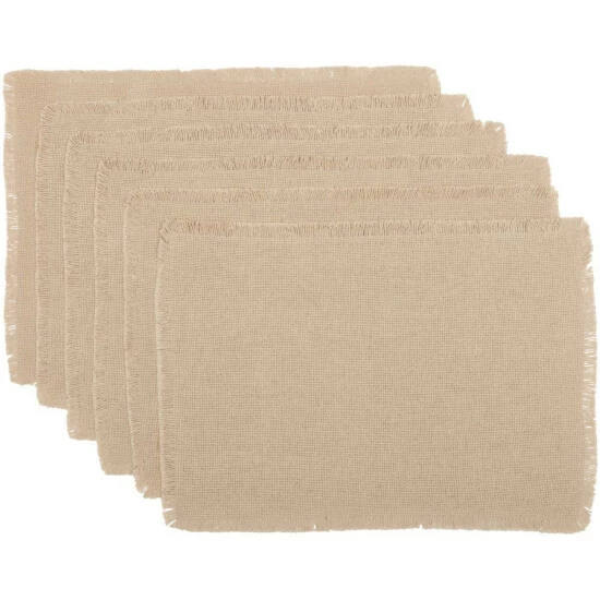 Brand new π VHC Brands Burlap Placemat Fringed Set Of 6 12x18 - Placemat 12x18 β€οΈ - Image 4