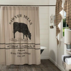 Deals 🎉 VHC Brands Sawyer Mill Charcoal Cow Shower Curtain 72x72 ✨