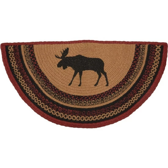 New π VHC Brands Cumberland Stenciled Moose Jute Rug Half Circle W/ Pad 16.5x33 β¨ - Image 2