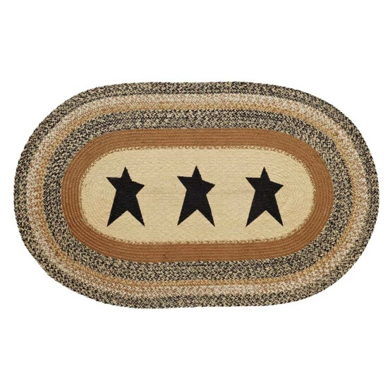 New π VHC Brands Kettle Grove Jute Rug Oval Stencil Star W/ Pad 36x60 - 3'x5' π - Image 2