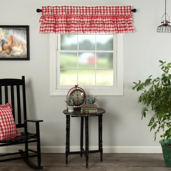 Outlet β VHC Brands Annie Buffalo Check Ruffled Valance Country Black/soft White π - Image 2