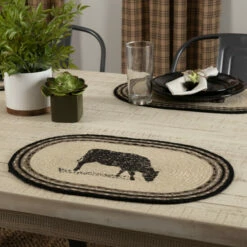 Coupon π VHC Brands Sawyer Mill Charcoal Cow Jute Placemat Set Of 6 12x18 - Placemat 12x18 π₯