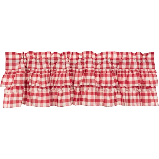 Outlet β VHC Brands Annie Buffalo Check Ruffled Valance Country Black/soft White π - Image 3